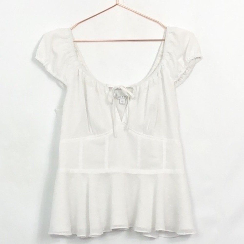 Guess White Cap Sleeve Bustier Style Top New Condition Small 22B Cottagecore